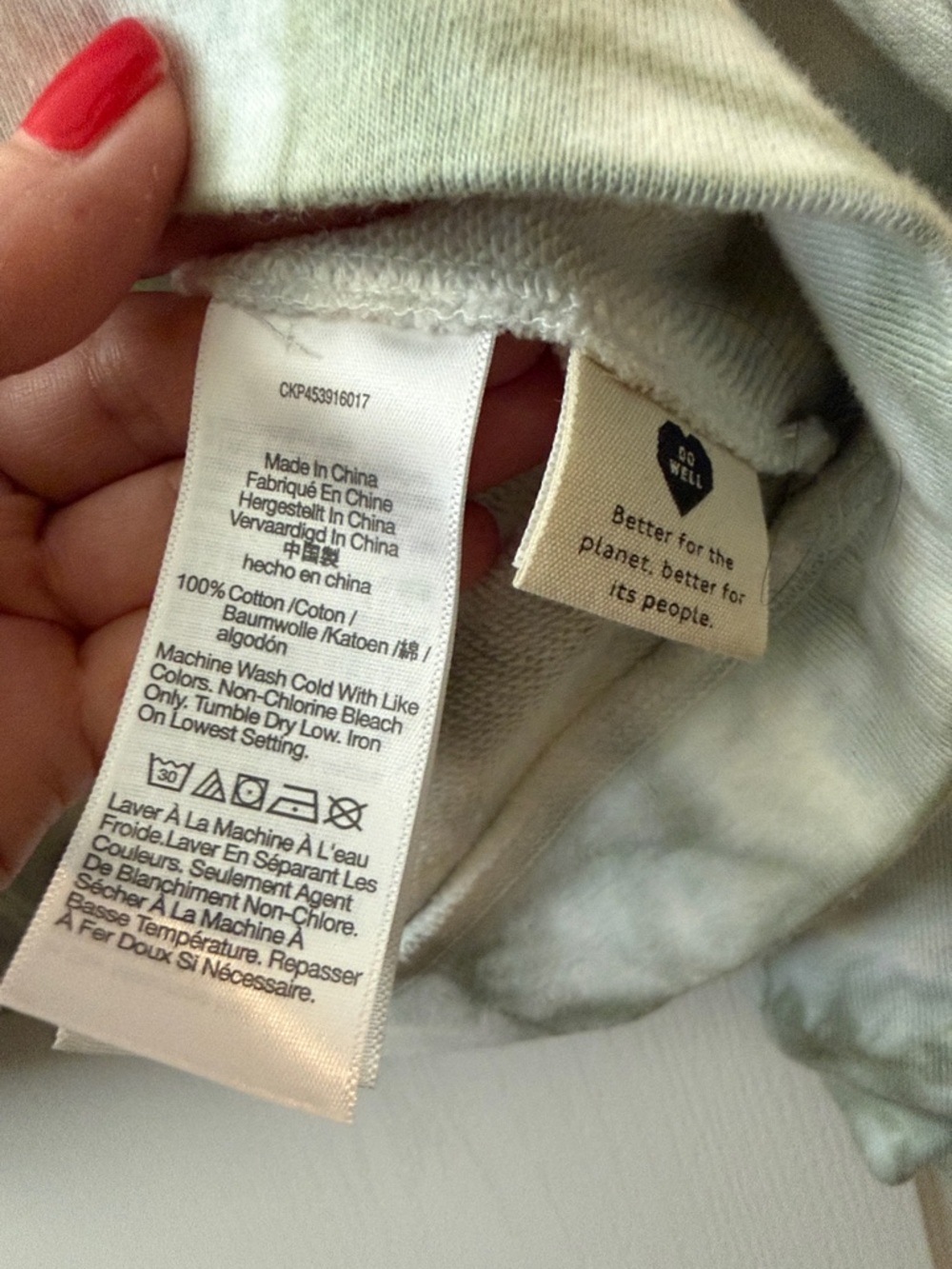 Madewell Tie-Dye Crewneck Sweatshirt in White and Sage Green - Picture 4 of 5